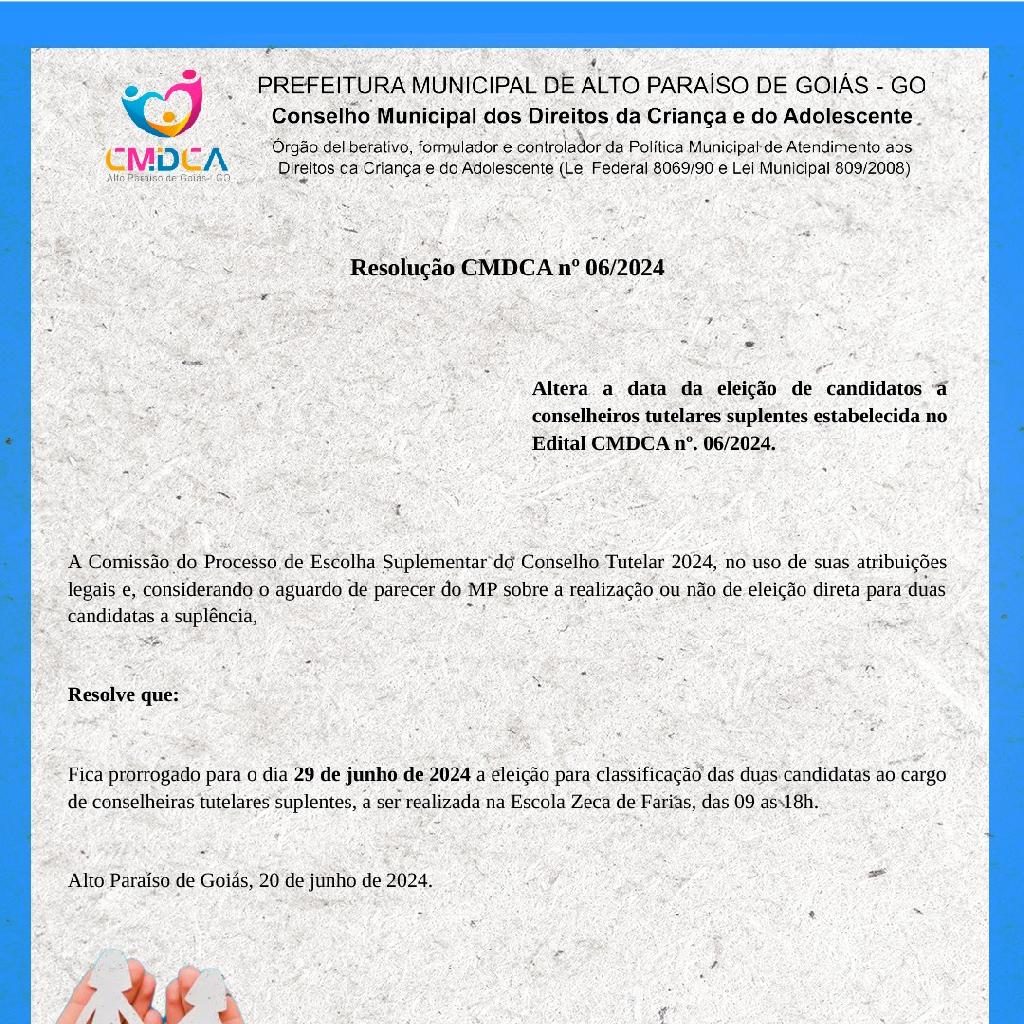 Resolução CMDCA nº 06/2024