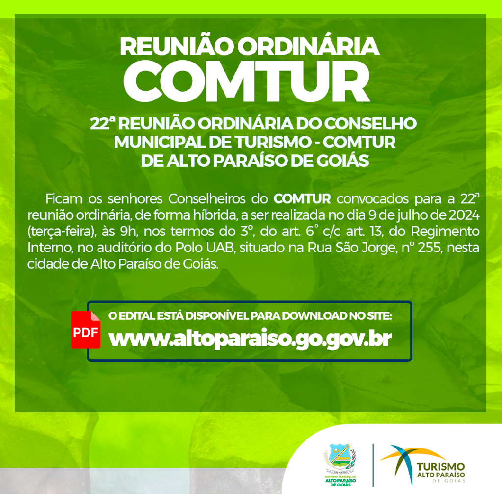 22ª REUNIÃO ORDINÁRIA DO CONSELHO  MUNICIPAL DE TURISMO – COMTUR