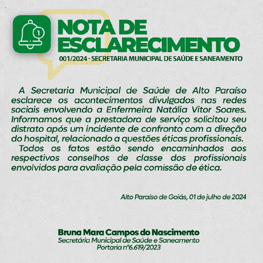 NOTA DE ESCLARECIMENTO 001/2024